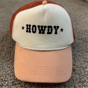 Howdy Trucker Hat in Orange and White